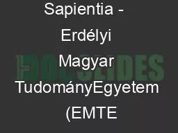 Sapientia -  Erdélyi Magyar TudományEgyetem  (EMTE