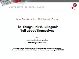 PPT-New Speakers in a Multilingual Europe