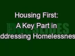 Housing First: A Key Part in Addressing Homelessness