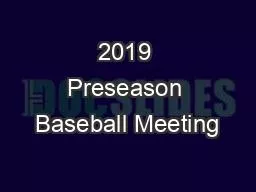 2019 Preseason Baseball Meeting