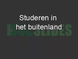 Studeren in het buitenland