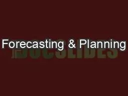 Forecasting & Planning