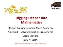 Digging Deeper Into Mathematics