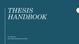 Thesis Handbook An Overview