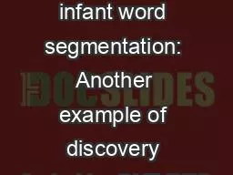 Modeling infant word segmentation: Another example of discovery fueled by CHILDES