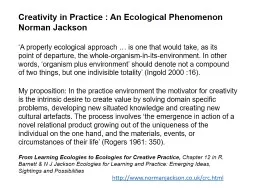 PPT-From Learning Ecologies to Ecologies for Creative Practice,