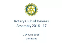 Rotary Club of Devizes  Assembly 2016 - 17