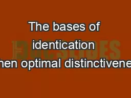 The bases of identication When optimal distinctiveness