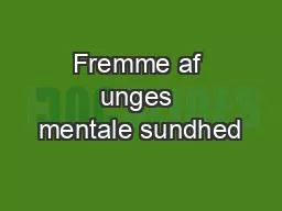 Fremme af unges mentale sundhed