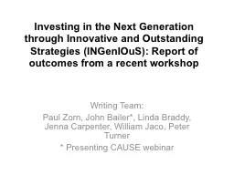 Investing in the Next Generation through Innovative and Outstanding Strategies (