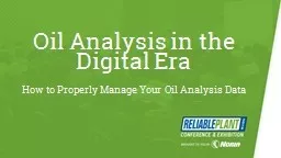 Oil Analysis in the Digital