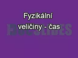 Fyzikální veličiny - čas