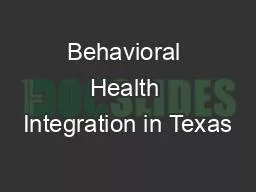 Behavioral Health Integration in Texas