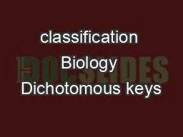 classification Biology Dichotomous keys