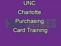 UNC Charlotte Purchasing Card Training