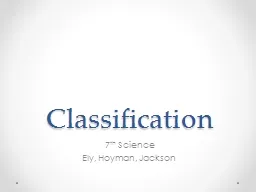 Classification 7 th  Science