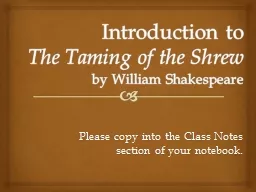 PPT-Introduction to The Taming of the Shrew