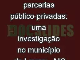 Educação ambiental e parcerias público-privadas: uma investigação no município de Lavras - MG