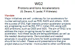 WG2  Protons and Ions Accelerators