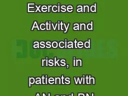 Managing Exercise and Activity and associated risks, in patients with AN and BN