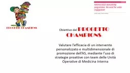 Obiettivo del  PROGETTO CHAMPIONS