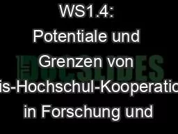 WS1.4: Potentiale und Grenzen von Praxis-Hochschul-Kooperationen in Forschung und