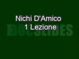 Nichi D'Amico  1 Lezione