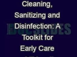 Green Cleaning, Sanitizing and Disinfection: A Toolkit for Early Care and Education