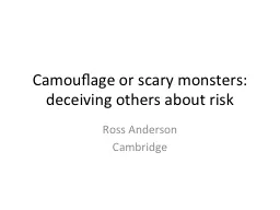 Camouflage or scary monsters: deceiving others about risk