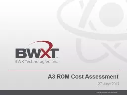 A3 ROM Cost Assessment 27 June 2017