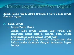 PPT-Bahan Logam dan Non Logam