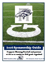 2016  Sponsorship Guide Support Mustang Football and partner with us to reach our