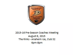 2015-16  Pre-Season Coaches Meeting