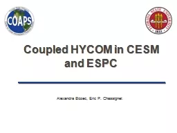 Coupled HYCOM in CESM and ESPC