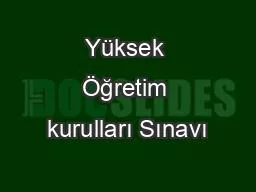 Yüksek Öğretim kurulları Sınavı