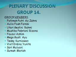 PLENARY DISCUSSION            GROUP 14.