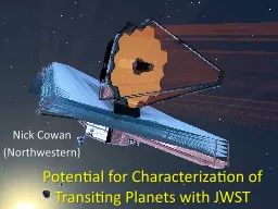 Potential for Characterization of Transiting Planets with JWST