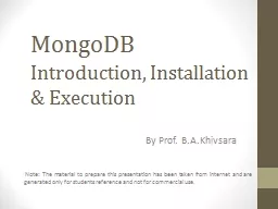 MongoDB  Introduction, Installation & Execution