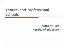 Tenure and professional schools