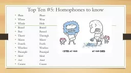 Top Ten #5: Homophones to know