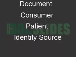 Document  Consumer Patient Identity Source