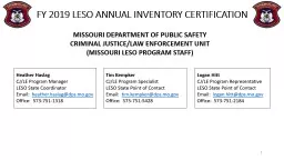 FY 2019 LESO ANNUAL INVENTORY CERTIFICATION