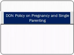 DON Policy on Pregnancy and Single Parenting