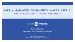 Safely managed community water supply: