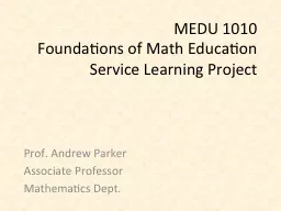 MEDU 1010 Foundations of Math Education