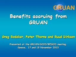 Benefits accruing from GRUAN