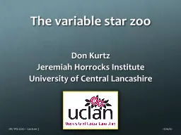 The variable star zoo  Don Kurtz