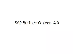 SAP  BusinessObjects  4.0