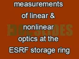 Recent measurements of linear & nonlinear optics at the ESRF storage ring