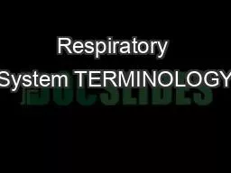 Respiratory System TERMINOLOGY